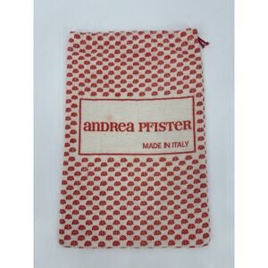 Andrea Pfister Dustbag Red White Knit Drawstring 9x13.5 Designer Made in Italy